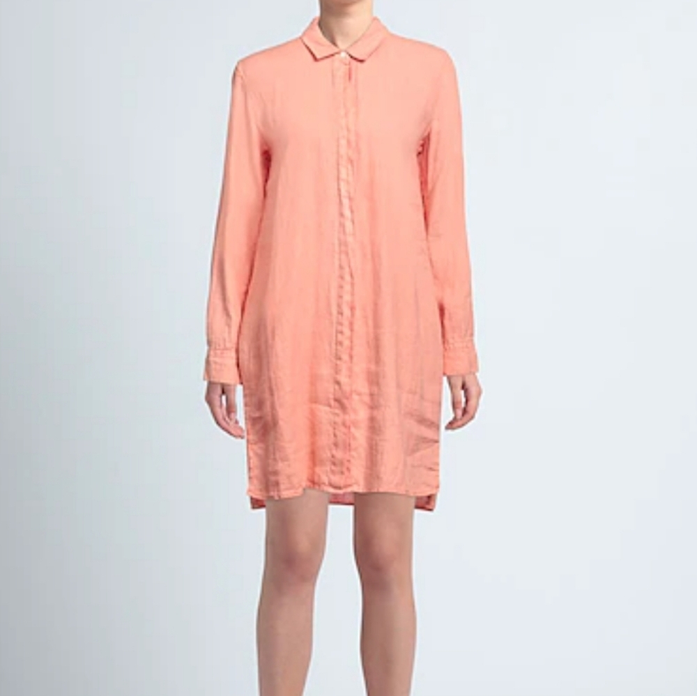 JAMES PERSE Linen Longsleeve Shirt Dress In Salmon Sz S